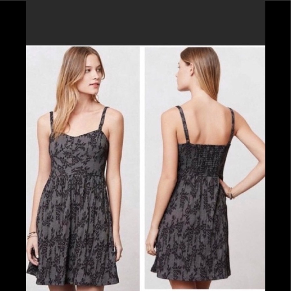 Anthropologie Lilka Jacquard Chemise Black Dress